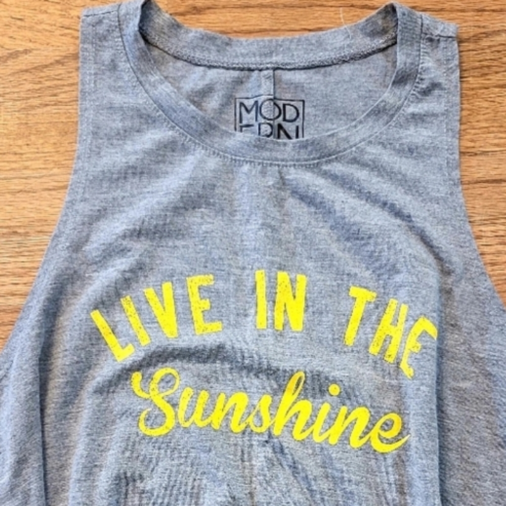 $4 in bundle Modern Lux Live in the Sunshine grey tank T-shirt muscle sleeveless